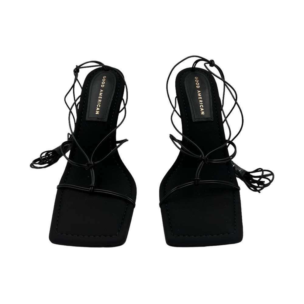 NIB GOOD AMERICAN Cage Slanted Sandals Neoprene Black 8 - Picture 3 of 11